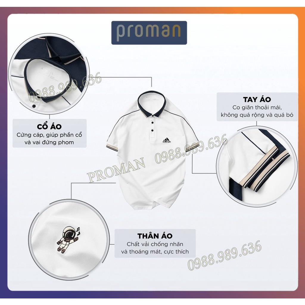 Áo polo nam ngắn tay chát cá sấu co dãn 4 chiều, áo thun có cổ lịch lãm cao cấp AT03 - PROMAN