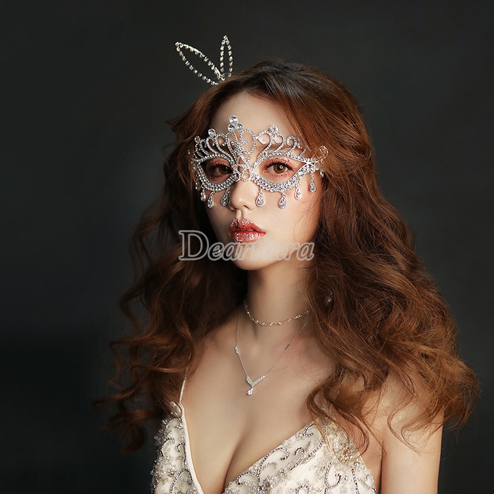 Mặt Nạ Cô Dâu Đính Tua Rua Pha Lê Thời Trang