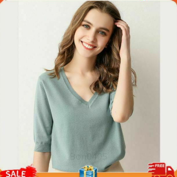 Áo Len Nữ Tay Lỡ Cổ V Tim, Chất Mongtoghi Cực Mềm Mịn. | BigBuy360 - bigbuy360.vn