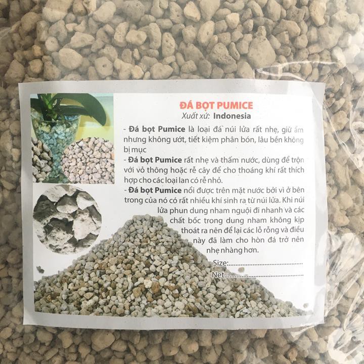 Túi 1kg đá bọt núi lửa Pumice cỡ 0,5mm đến 0,8mm xuất xứ indonesia