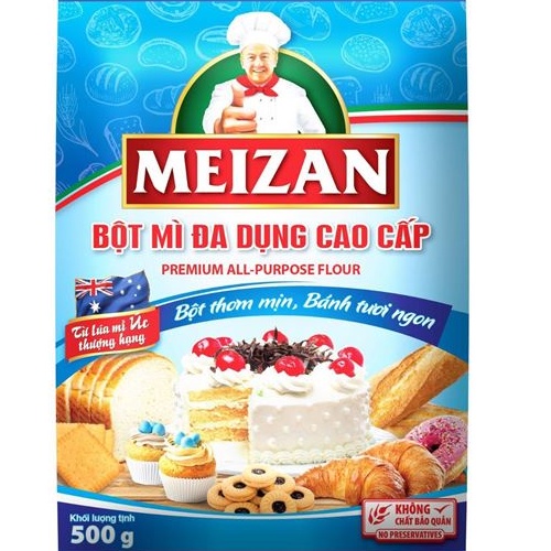 Bột mì đa dụng Meizan gói 500g, 1kg