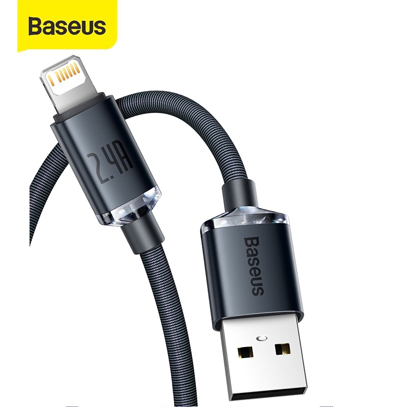Cáp sạc truyền dữ liệu 2.4A Baseus Crystal dây siêu bền dài 200CM