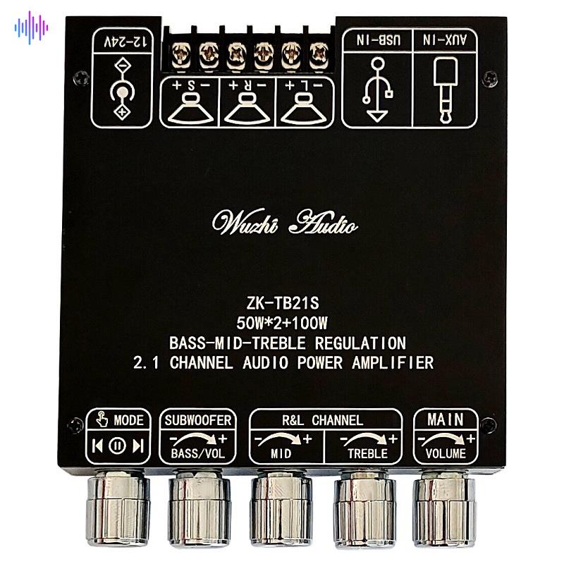 Bảng Mạch Khuếch Đại Âm Thanh ZK-TB21S Bluetooth 5.1 2.1Channel Cho Loa TPA3116D2 50Wx2 + 100W