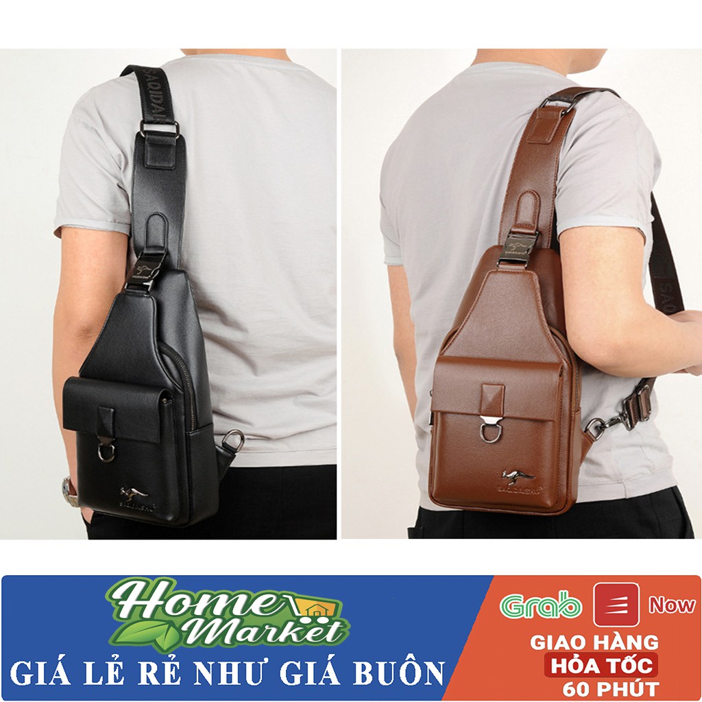 ( Hàng Hot )Túi đeo chéo nam thời trang da trơn cao cấp chống thấm nước phong cách thời trang