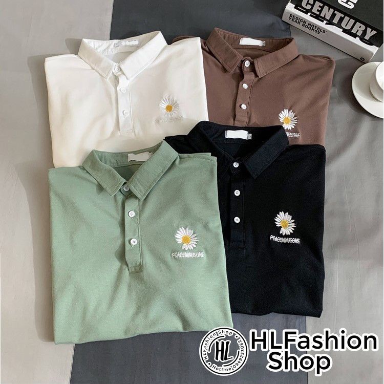 Áo thun tay lỡ unisex T-shirt cổ trụ thêu Hoa cúc Peaceminisone - form rộng freesize | BigBuy360 - bigbuy360.vn