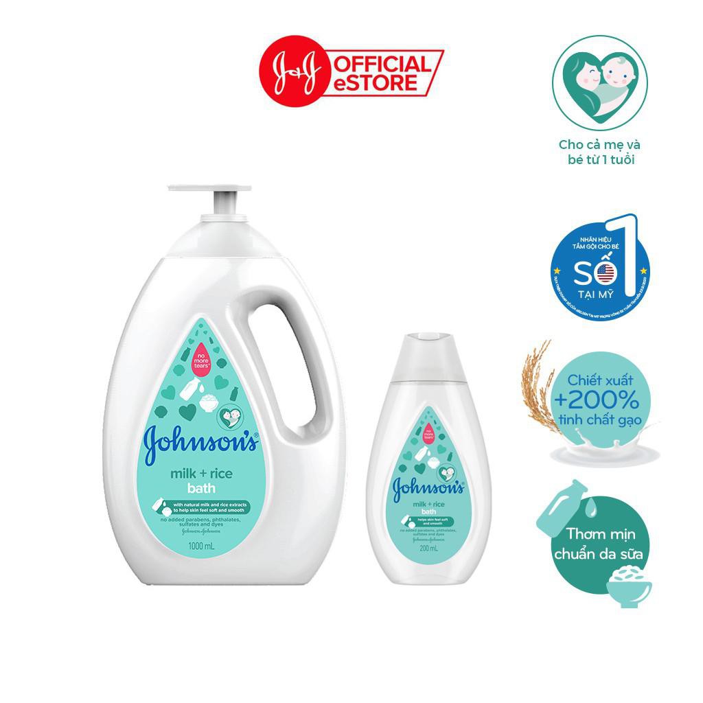 Bộ 2 Chai Sữa tắm Johnson's chứa sữa và gạo 1000ml và chai 200ml - 101058755