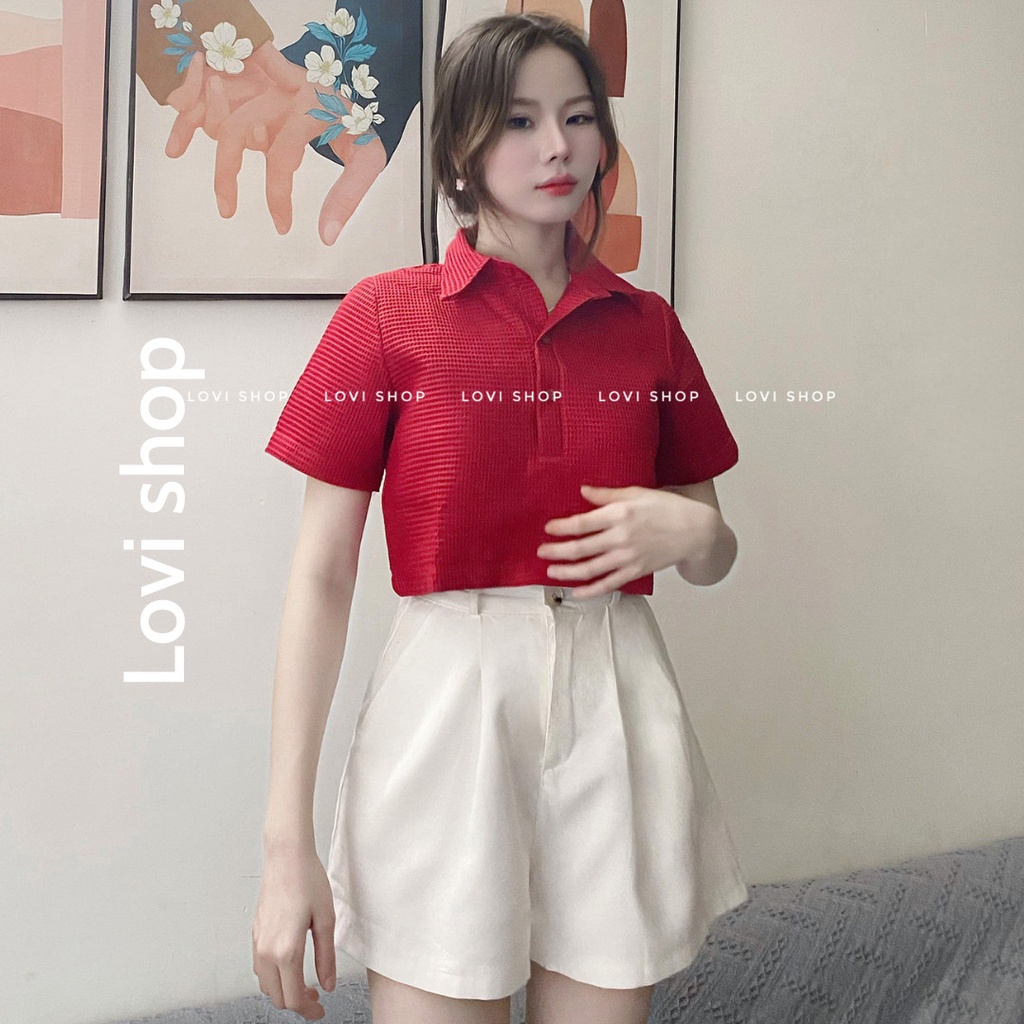 LOVI SHOP- Áo sơ mi croptop polo cổ bẻ/ cổ trụ tay ngắn chất xốp cao cấp 7 màu
