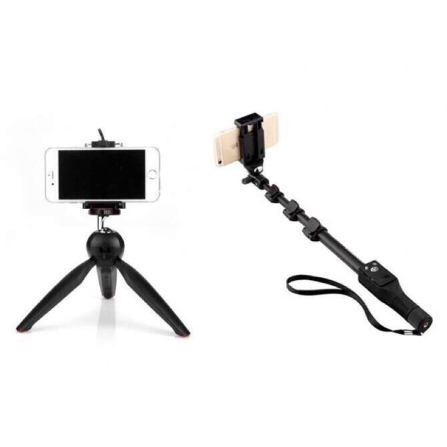 Combo gậy tự sướng YUNGTENG 1288 cao cấp - gậy chụp ảnh livetream chính hãng cực chắc chắn dài 125cm