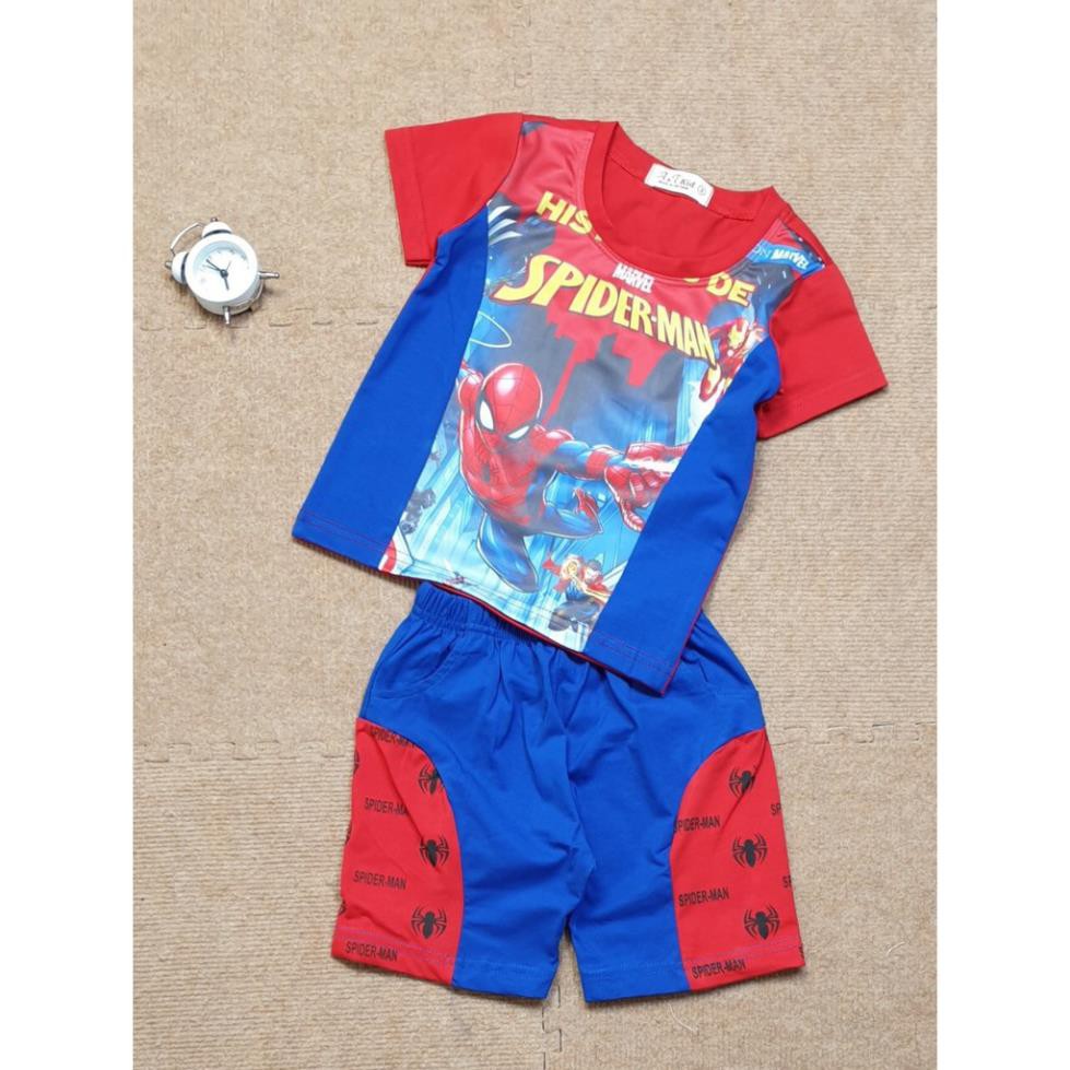 (SIZE 1-13)(9-32kg) BỘ SIÊU NHÂN NGẮN TAY SPIDER MAN KÈM MẶT NẠ CHO BÉ TRAI