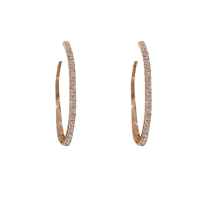 Khuyên Tai Nữ Hình Tròn Lớn Đính Đá Thời Trang