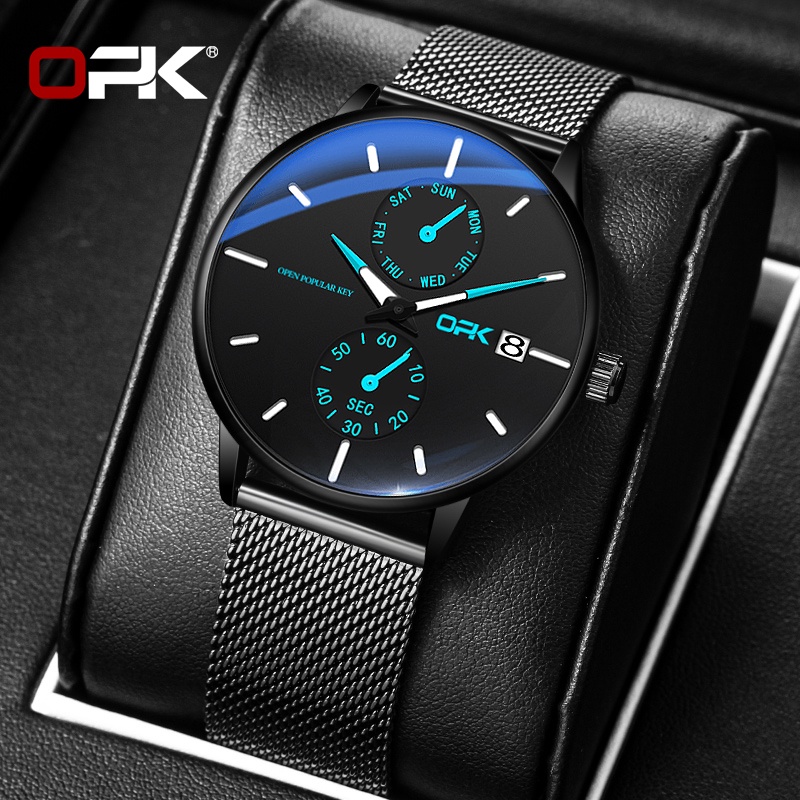 Đồng Hồ Nam Chính Hãng OPK TD5 Dây Thép Lưới Cao Cấp Có Lịch Ngày Kiểu Dáng Thời Trang Sang Trọng Đẹp Giá Rẻ