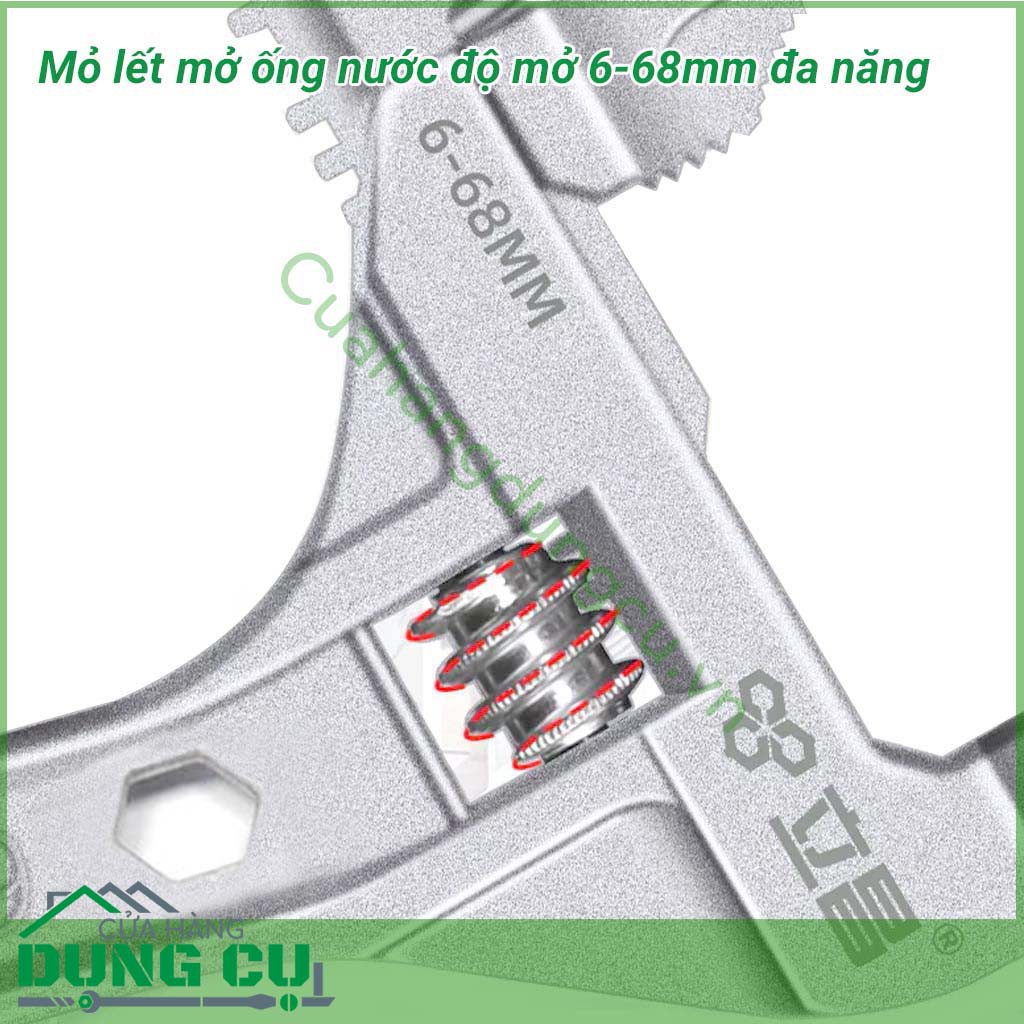 Mỏ lết ngắn vòm miệng lưỡi răng cưa độ mở lớn từ 6-68mm