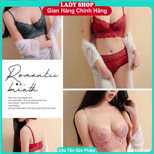 BỘ ÁO LÓT REN CAO CẤP 🔥KÈM QUÀ TẶNG 🔥 Bộ lót charm hoa hồng có gọng không mút đệm,ôm ngực nâng ngực cực đỉnh. | BigBuy360 - bigbuy360.vn