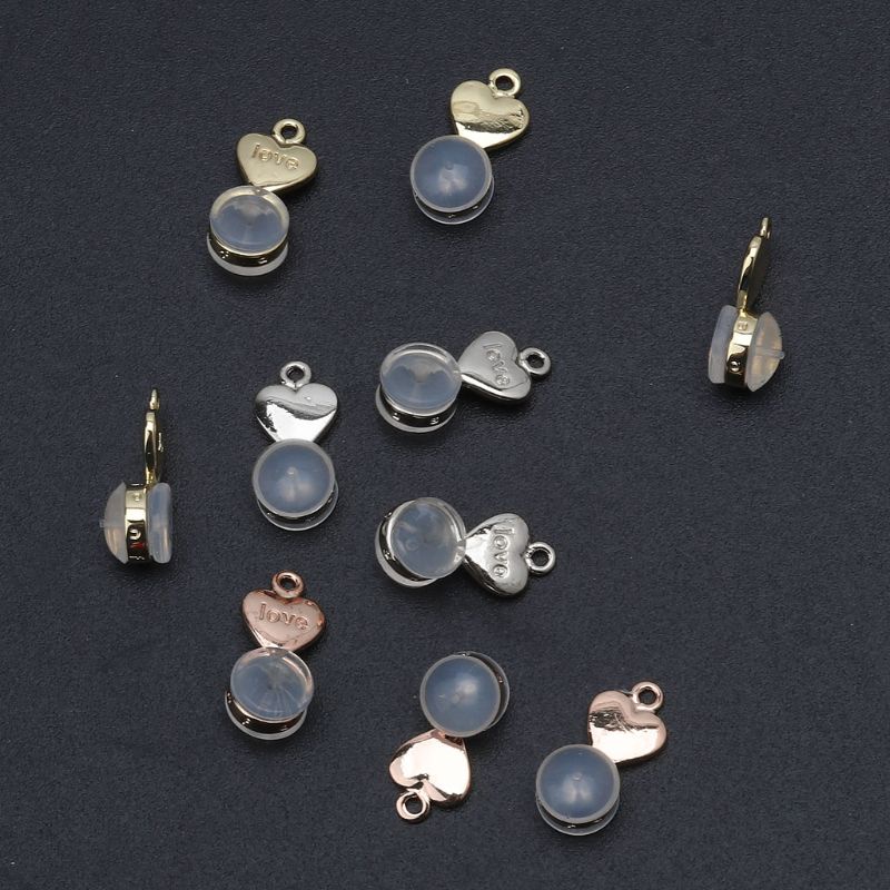 King Set 10 Bông Tai Trái Tim Bằng Thép Màu Vàng Thay Thế Cho Mọi Loại Bông Tai