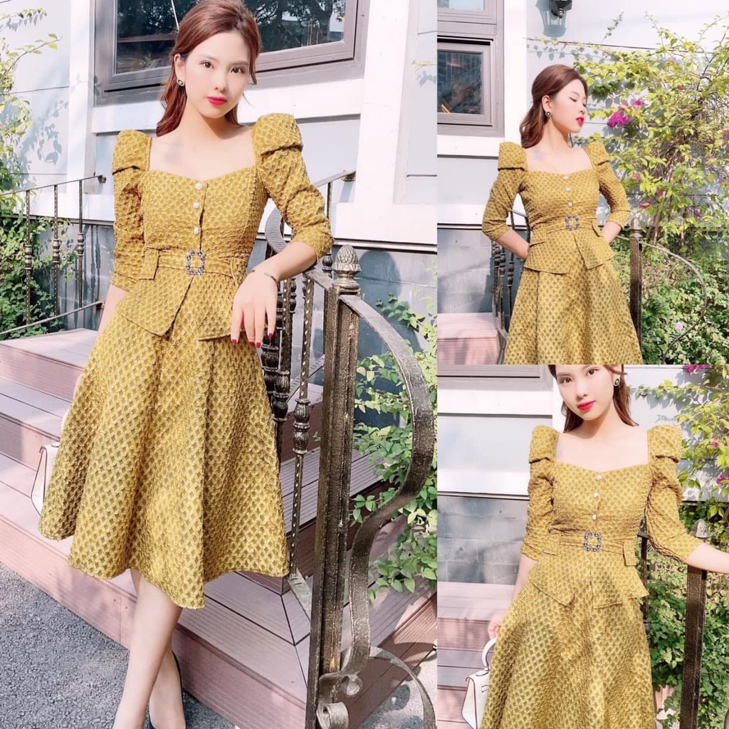 Set váy dáng xòe cùng áo tay bồng S1769 HELASHOP [Kèm ảnh thật]