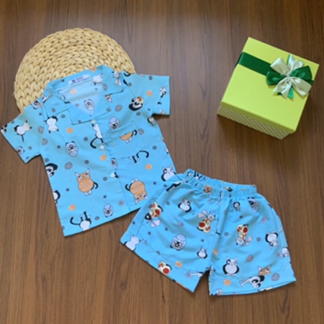 Bộ Pijama mặc nhà họa tiết tay ngắn quần đùi cho bé trai (12-30kg)