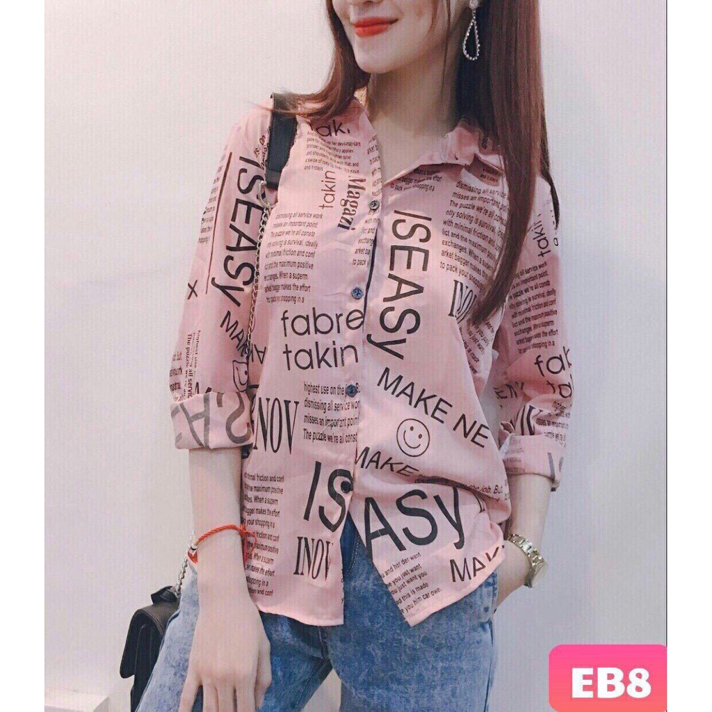 Áo sơ mi in hình chữ kiểu tờ báo sành điệu TTSA0346