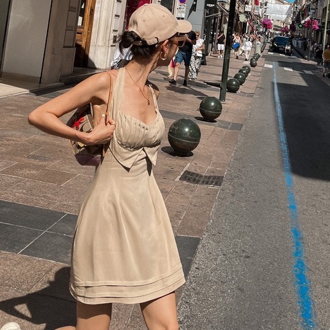 Đầm hai dây bản to chất kaki ONONMADE Camilla Mini Dress màu beige
