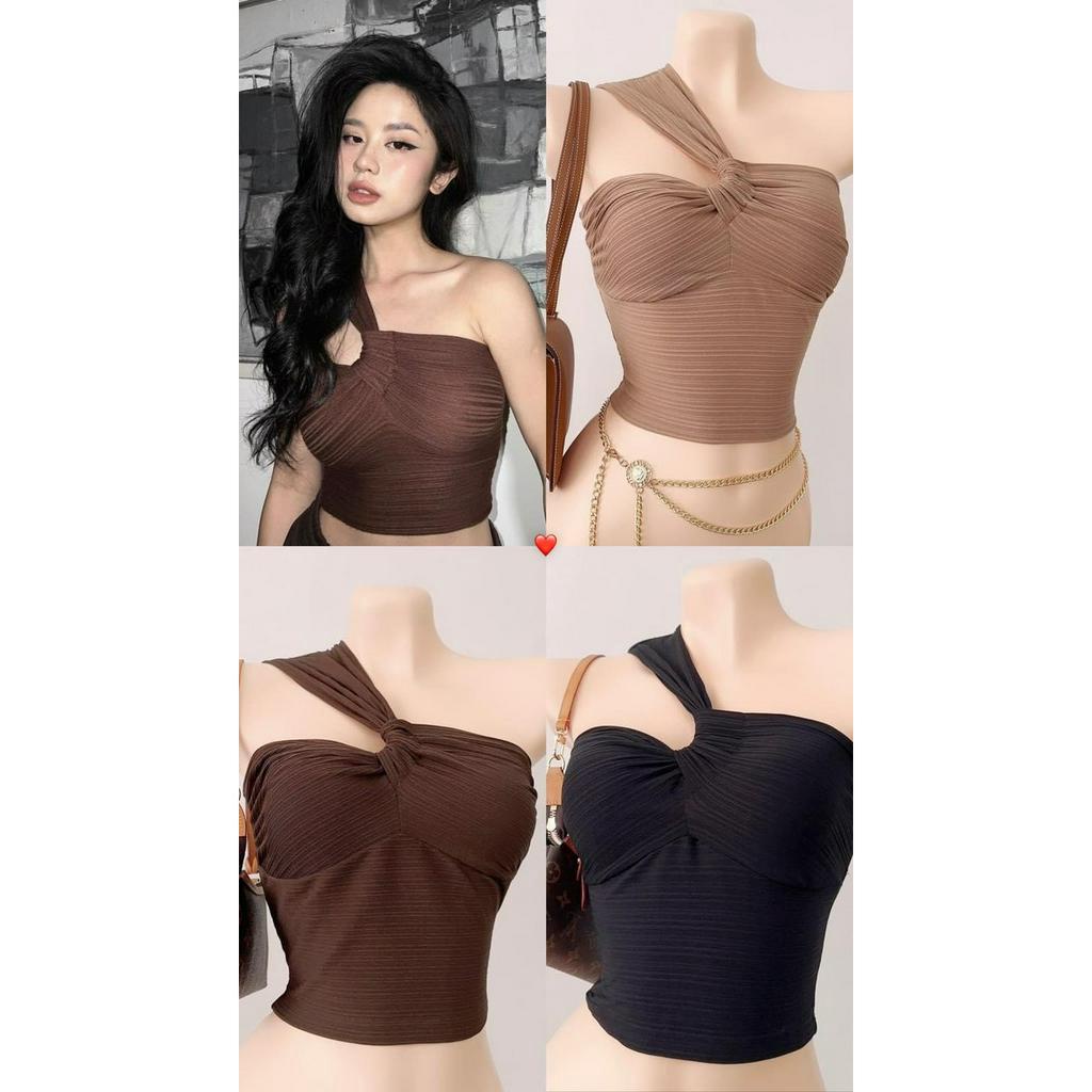 áo xốp xéo luồn bản chéo cổ xinh