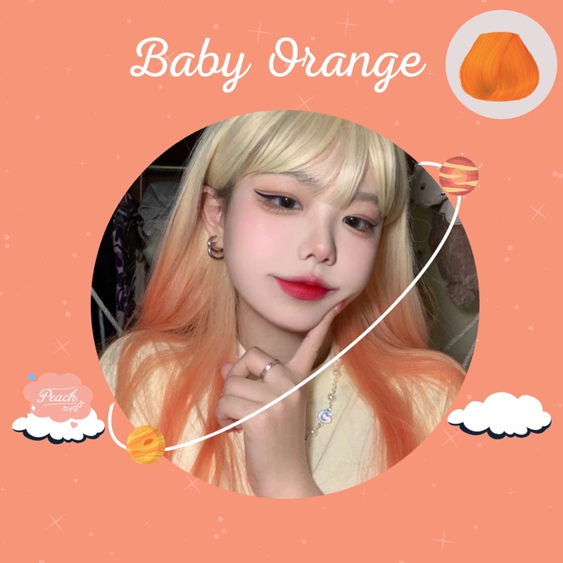 Thuốc nhuộm tóc BABY ORANGE cần dùng thuốc tẩy tóc của Peach.bygat