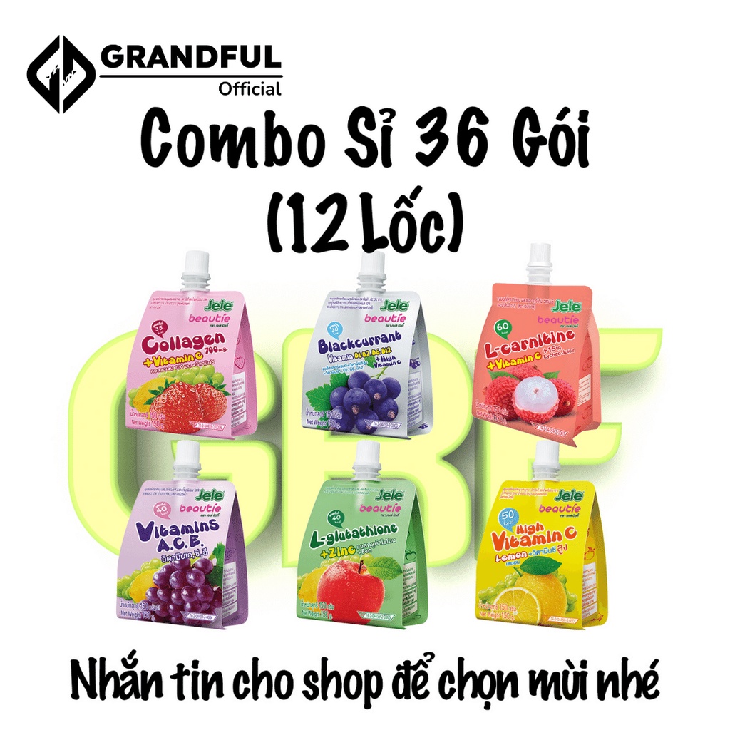 Nước Ép Thạch Trái Cây Jele Beautie 150g 1 Thùng 6 Mùi Combo Sỉ 12 Lốc (36 Gói)