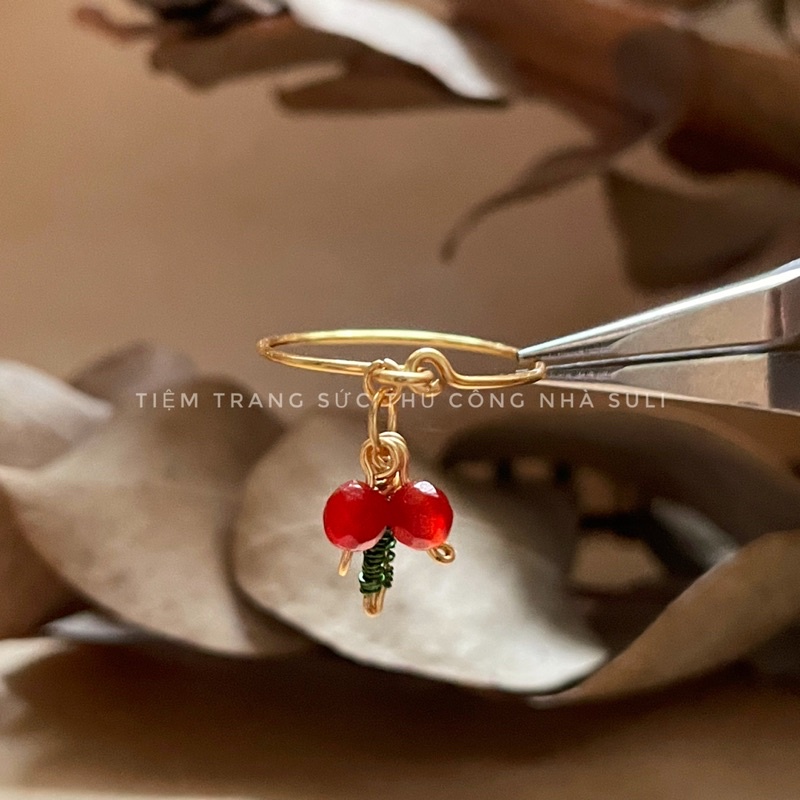 Nhẫn cherry nữ trang sức , DIY,