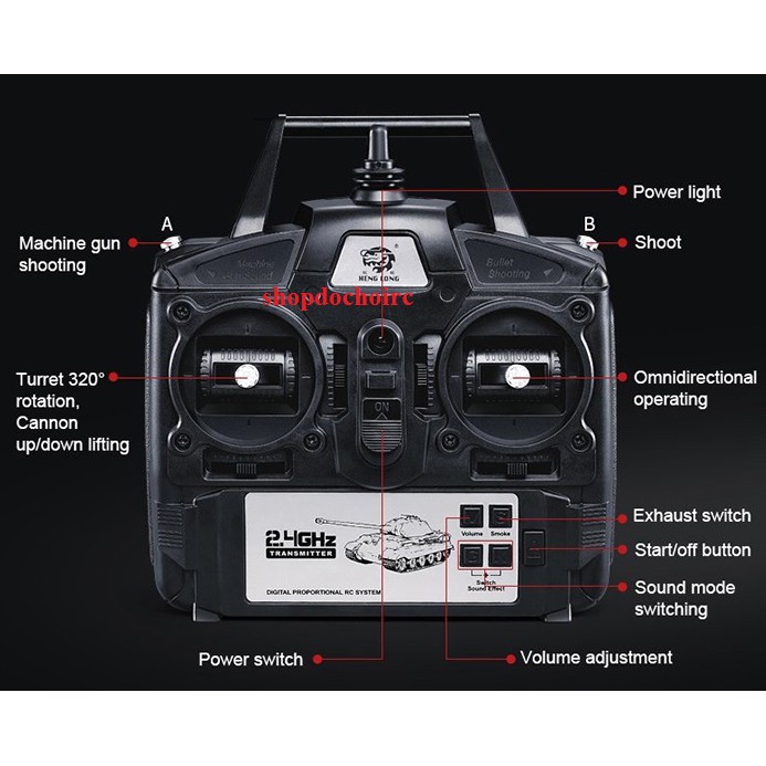 Xe tank Henlong Tiger  điều khiển từ xa xích, nhông kim loại