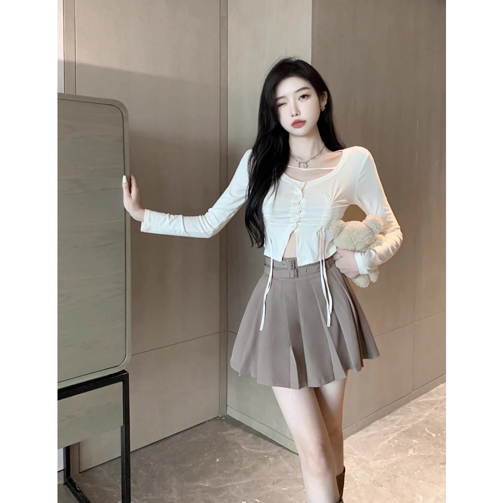 Sét Áo dây rút + Chân Váy Xếp ly trẻ trung cá tính Enola DS14