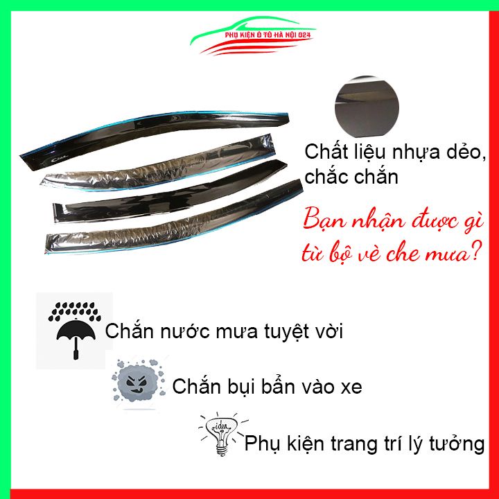 Vè che mưa cho xe ô tô Ciaz 2019-2021 chỉ mạ