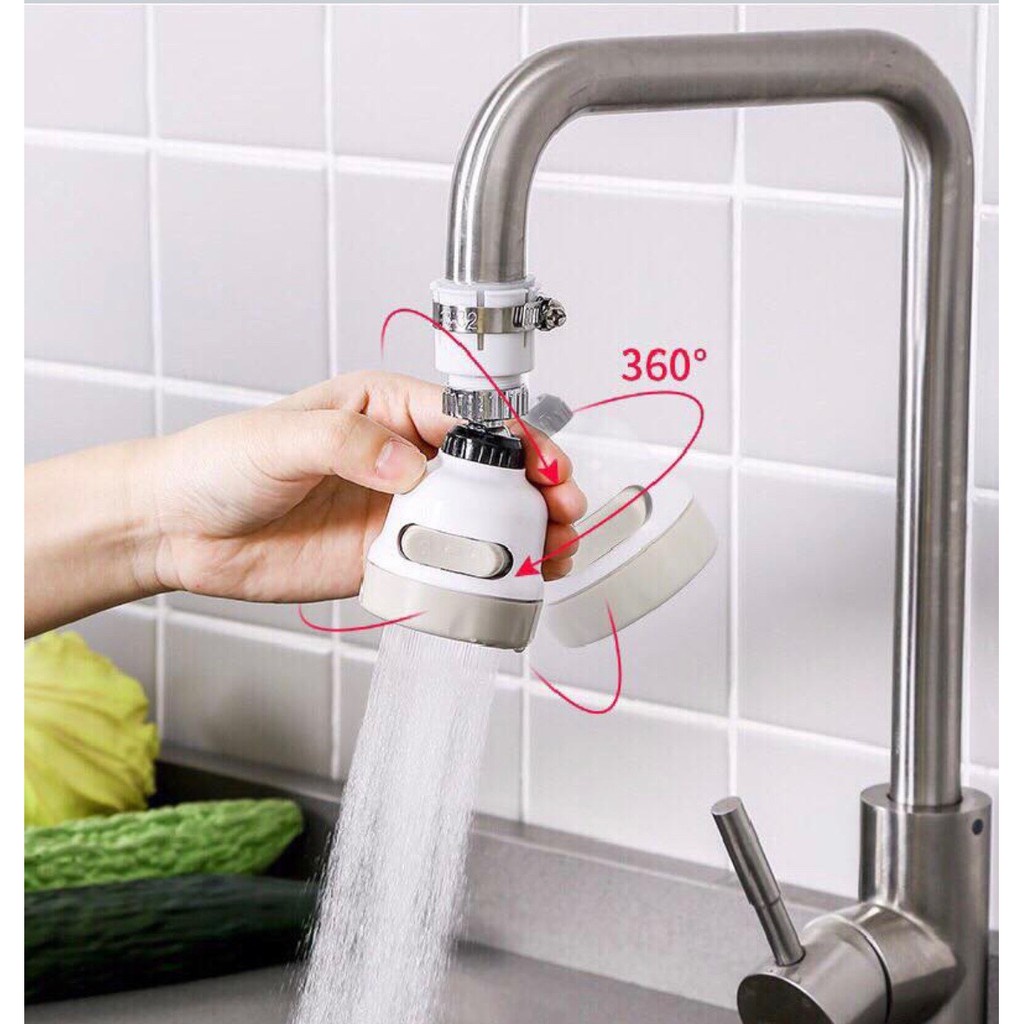 Đầu Vòi Nối Rửa Chén Bát Tăng Áp - 3 Chế Độ Phun - Xoay 360 Độ