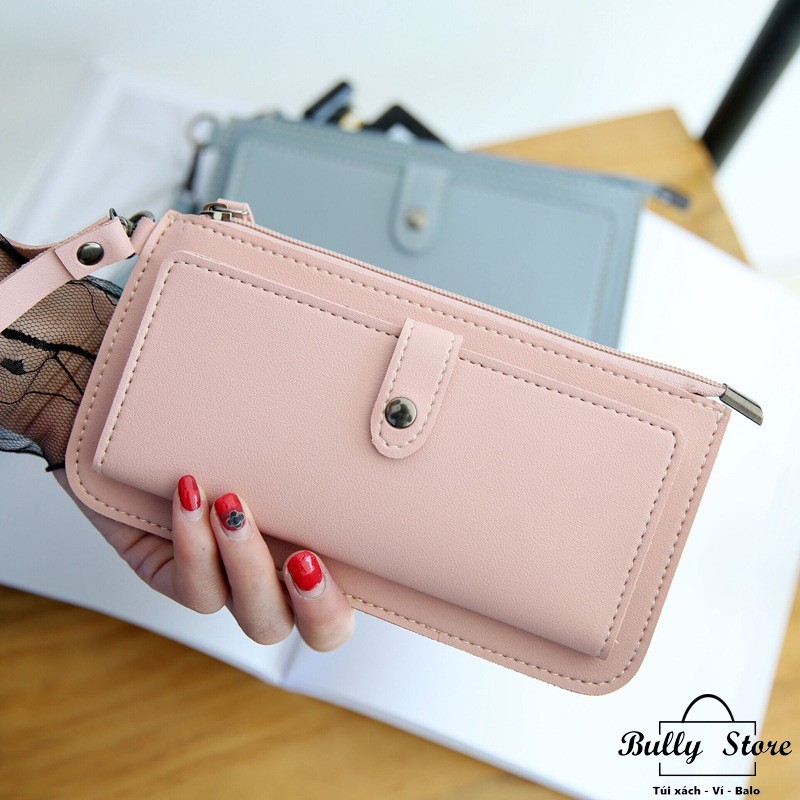 Ví dài nữ cầm tay nút bấm đựng vừa điện thoại phong cách trẻ
