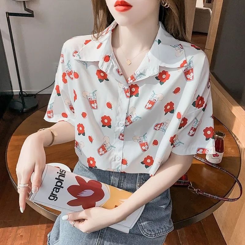 Áo Sơ Mi Tay Ngắn In Họa Tiết Phong Cách Retro Thời Trang Đi Biển Cho Nữ