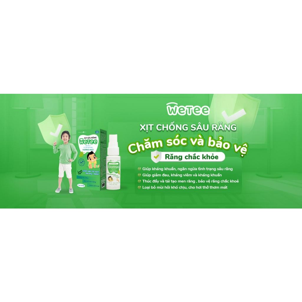 Xịt răng miệng thảo dược Wetee lọ 30ml an toàn cho bé. Xịt ngừa sâu răng, sún răng, viêm lợi, hôi miệng, bảo vệ men răng