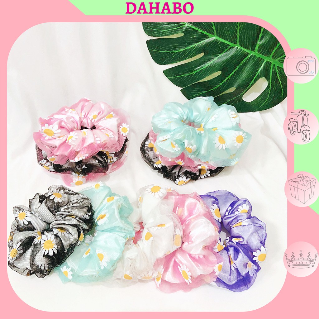 Scrunchies Dây Buộc Tóc Hình Hoa Cúc Thời Trang Hàn Quốc DAHABOO SC01