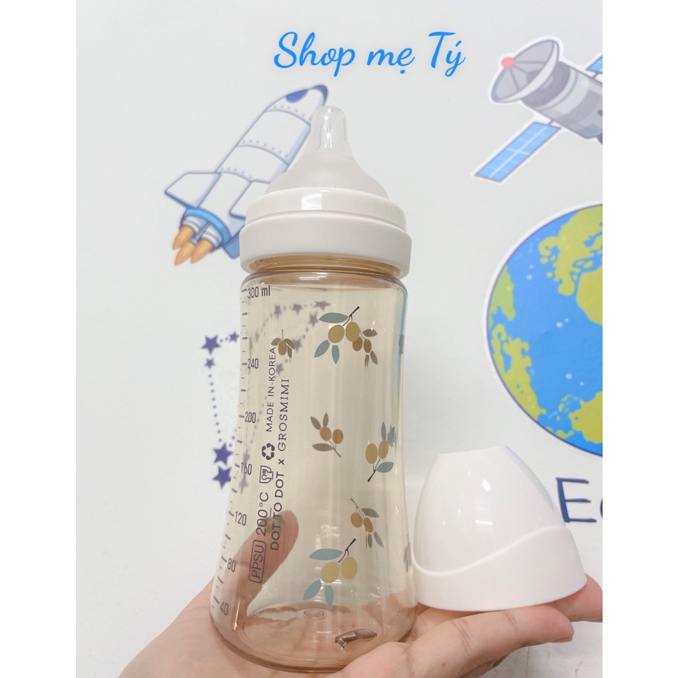 [TÁCH SET] Bình sữa Grosmimi Olive hoạ tiết Oliu nội địa Hàn cho bé size 200ml - 300ml