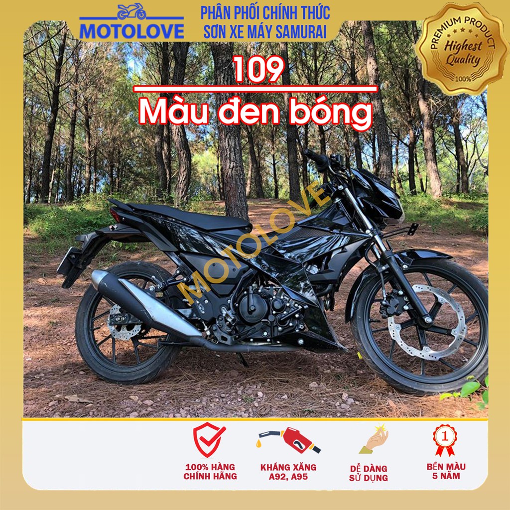 [Mã LIFEXANH03 giảm 10% đơn 500K] Sơn Samurai đen bóng 109 - dạng lon sơn xịt chuyên nghiệp cho sơn xe máy, ô tô