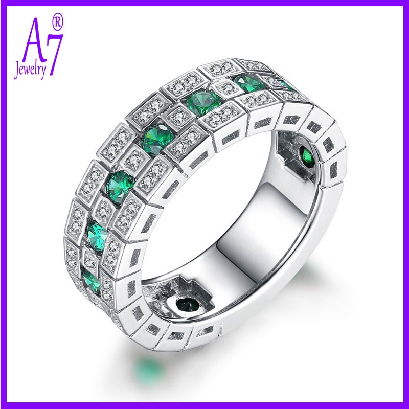 Nhẫn Đính Đá Toàn Bộ A7 Phong Cách Retro Cho Nam Nữ