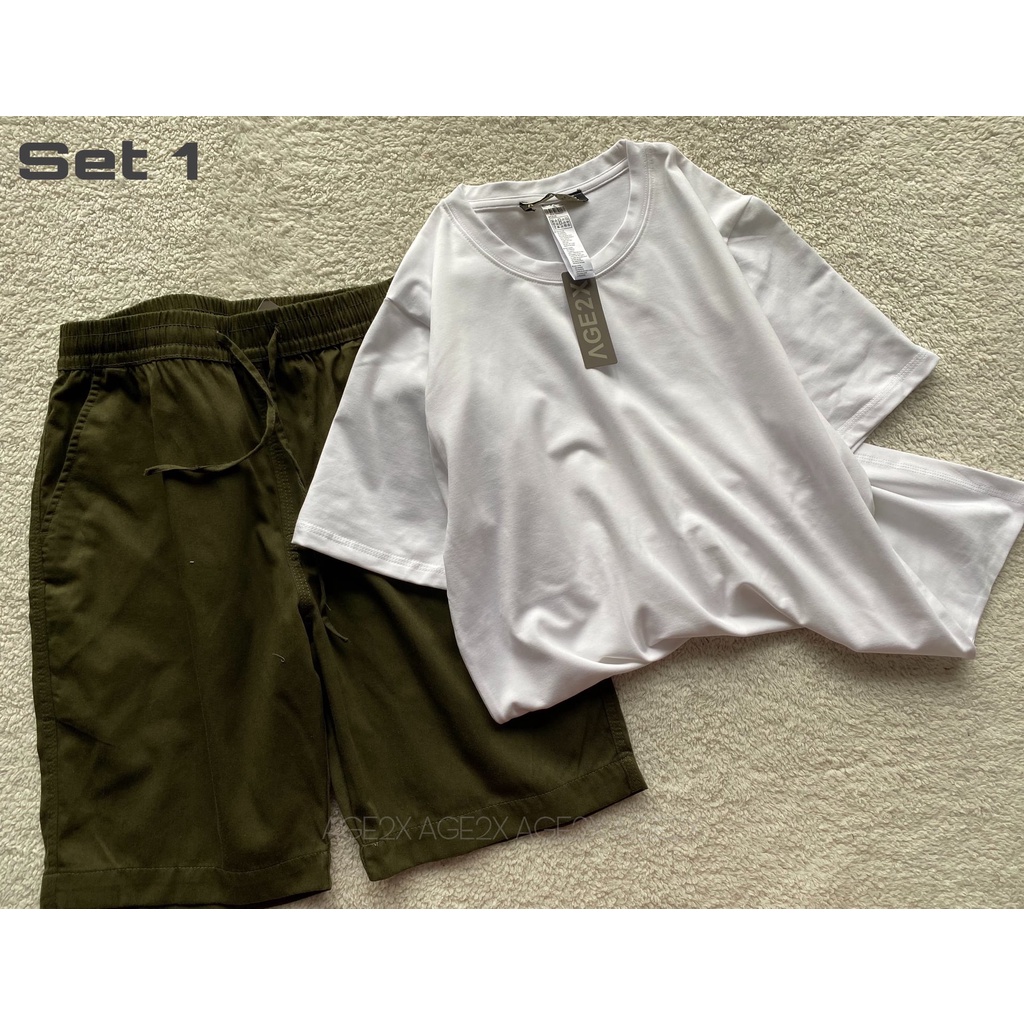Set Menly AGE2X Gồm Áo Thun Và Quần Short Kaki