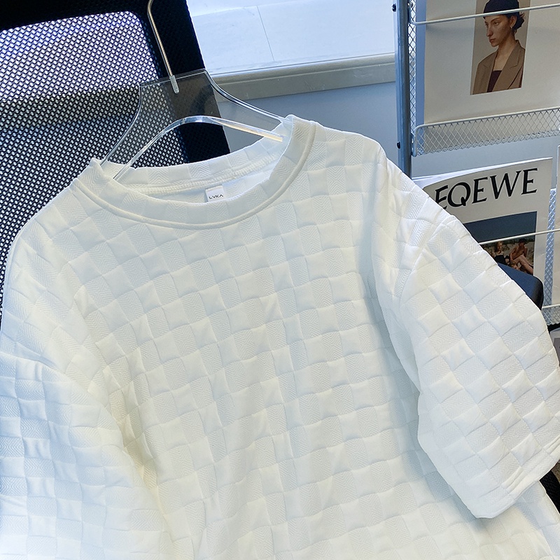 ZHELIHANGFEI Áo Thun Ngắn Tay Dáng Rộng Họa Tiết Ca Rô Xinh Xắn Dễ Phối Đồ