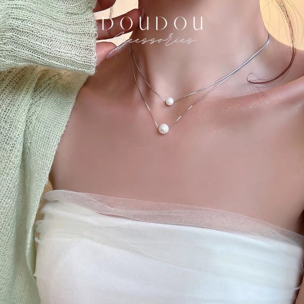 Dây chuyền nữ đẹp DOUDOU Dây chuyền ngọc trai nhân tạo phong cách Hàn Quốc thanh lịch thời trang XL012