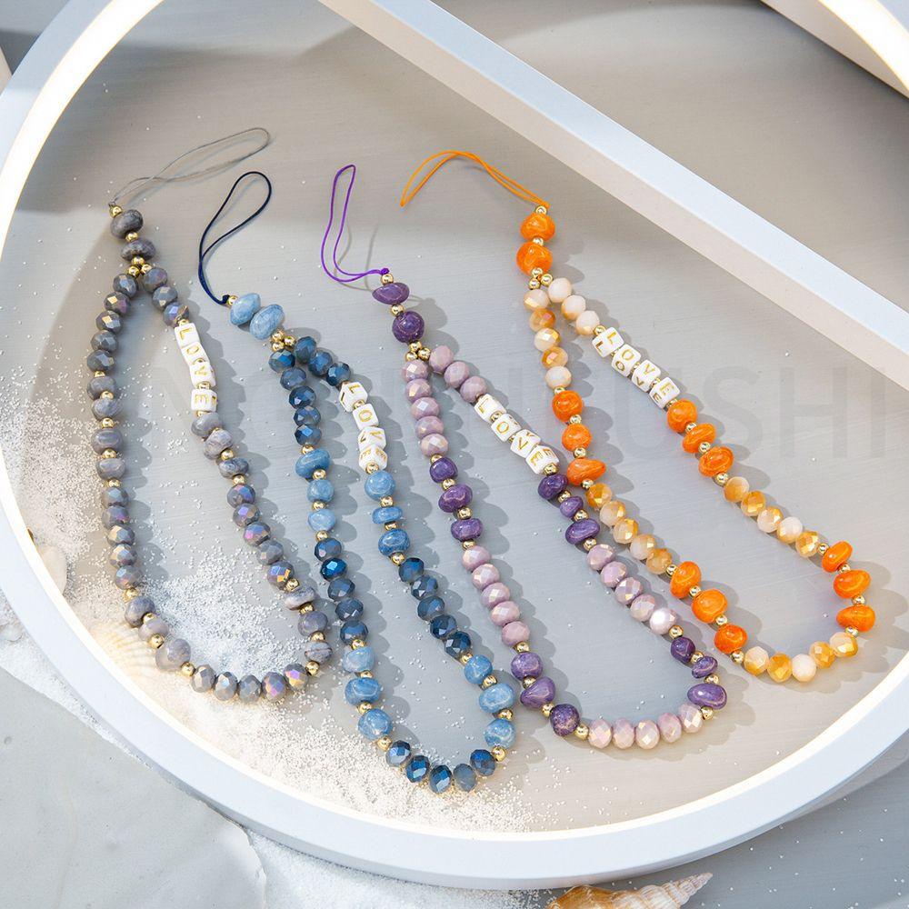 Dây Đeo Điện Thoại / Móc Khóa Chống Thất Lạc Tiện Dụng|Dây Xỏ Hạt Nhựa Acrylic In Chữ LOVE Xinh Xắn