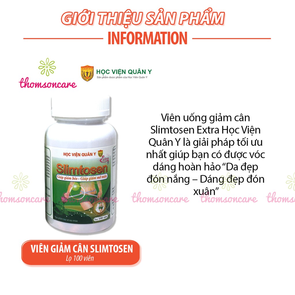 Slimtosen Extra giảm cân của Học viện quân y - giảm mỡ máu, cholesterol từ lá sen, giảo cổ lam | BigBuy360 - bigbuy360.vn