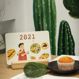 Lịch bàn 2021 - Đế gỗ - in Artwork - [STHM]