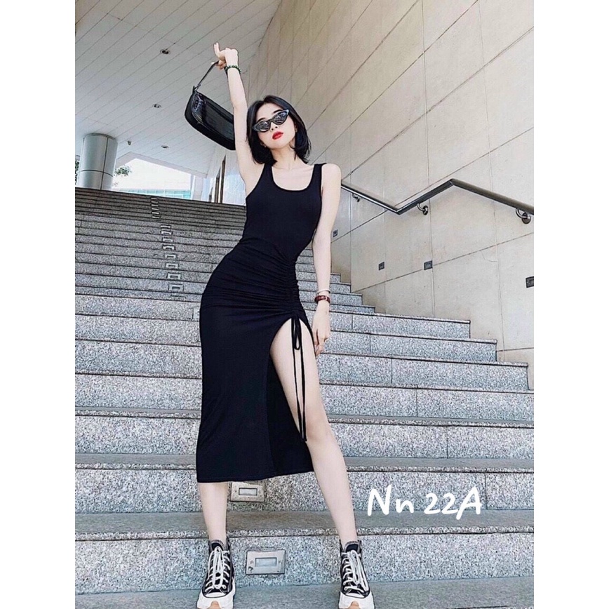 Đầm body xẻ đùi rúm hông sexy - Chất siêu đẹp