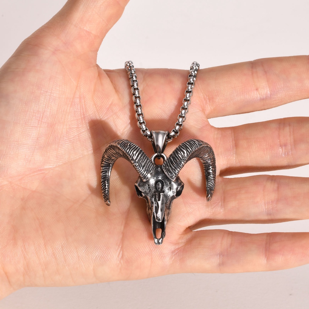 Dây chuyền Vnox bằng thép không gỉ mặt đầu dê satan thời trang dành cho nam