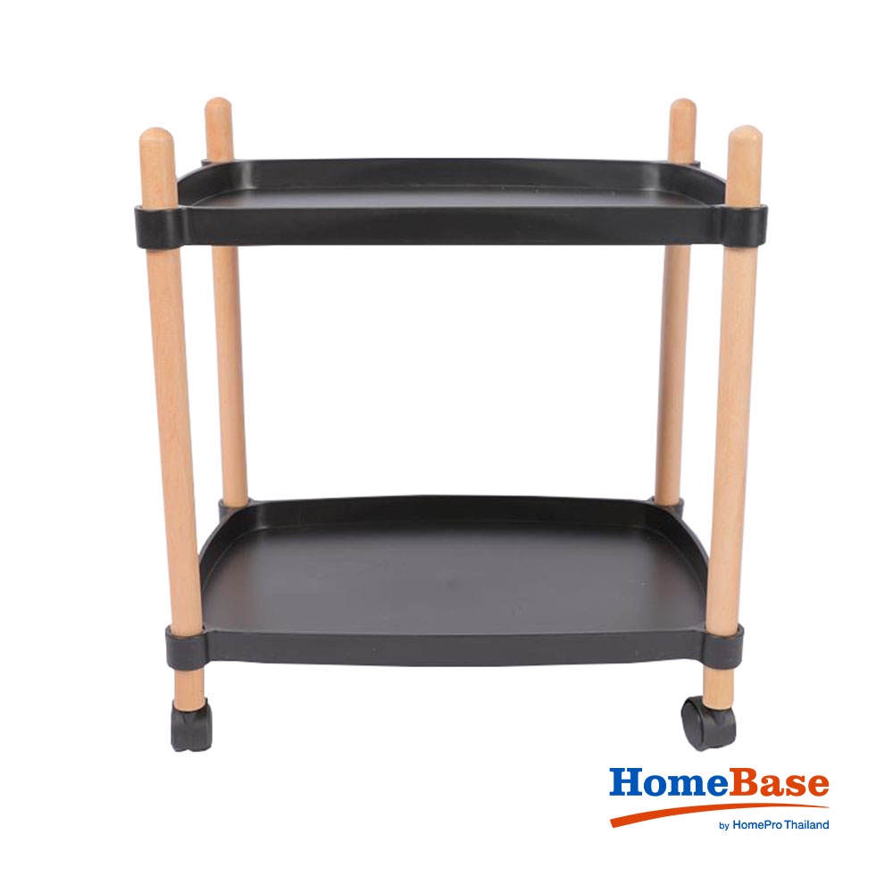 HomeBase STACKO Kệ để đồ 2 tầng bằng nhựa có bánh xe FOREST Thái Lan W47xD31xH52cm màu đen