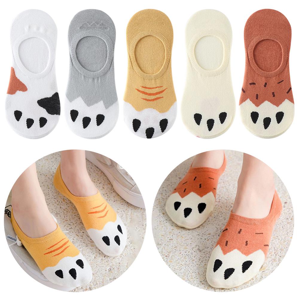 Tất Cổ Thấp Chống Trượt Họa Tiết Chân Mèo Đáng Yêu Thời Trang