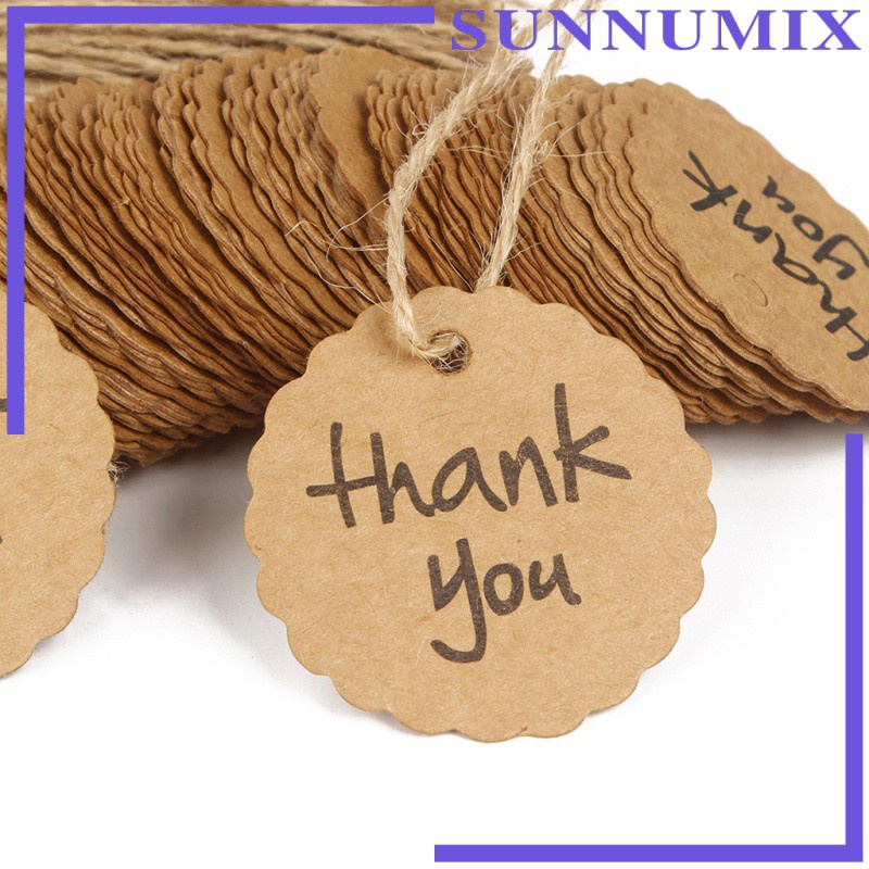 Set 100 Thẻ Giấy In Chữ Thank You Dùng Để Gói Quà
