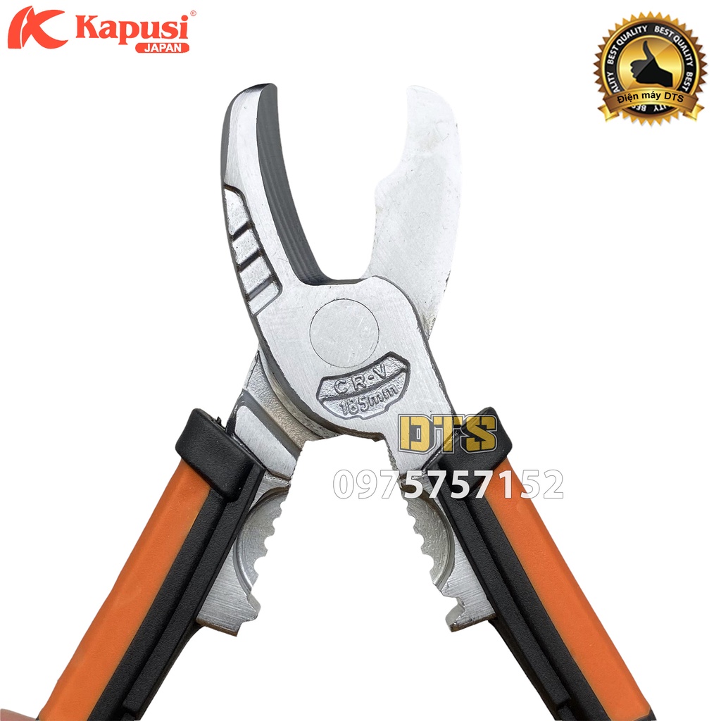 Kìm cắt đa năng thép Nhật CR-V đúc nguyên khối Kapusi JAPAN 190mm thiết kế tiên tiến tiết kiệm 30% lực bấm, kìm đa năng