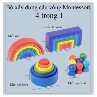 Khối cầu vồng xây dựng 4 trong 1